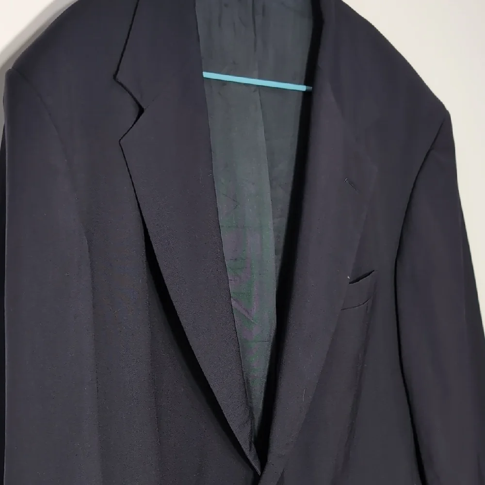 Nordstrom | Vintage 100% Wool Classic Dark Navy Blazer with Gold Accents Size 46